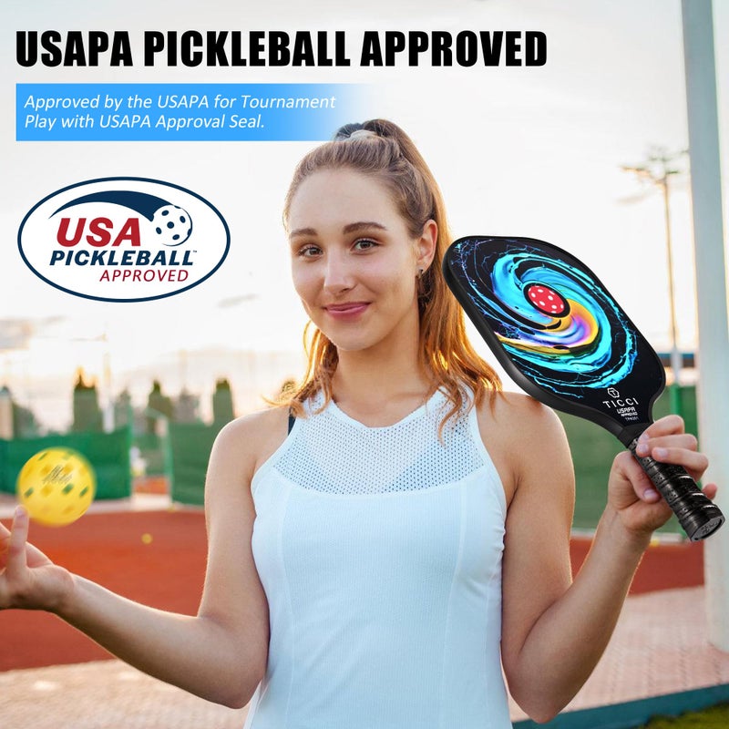 T TICCI Pickleball Paddles Set of 2, USAPA Approved Fiberglass Pickleball Set with 4 Balls & Carry Bag, Lightweight Rackets for Beginners & Adults - Image 2